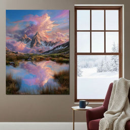 Celestial Peaks Dawn Reflection - NicheCanvas