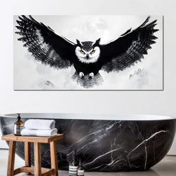 Nocturnal Owl Majesty Unfurled - NicheCanvas
