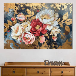 Golden Royal Flowers - Wildrose Creations - NicheCanvas