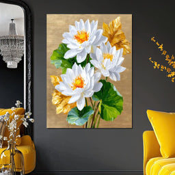 Golden Lotus Dreams Unfold - NicheCanvas