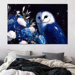 Nocturnal Blossom Owl Sentinel - NicheCanvas