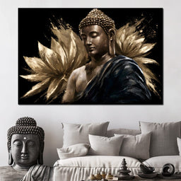 Golden Stillness Beyond The Lotus - NicheCanvas