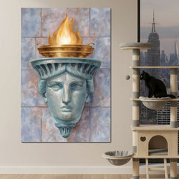 Liberty Torch Flame Portrait - NicheCanvas