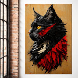 Feline Majesty in Red and Black - NicheCanvas