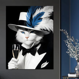 Feline Elegance in Feathers - NicheCanvas