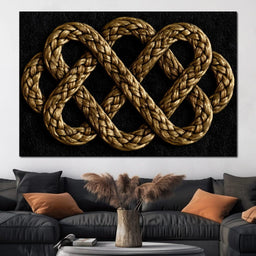 Eternal Braided Path of Golden Fibers - NicheCanvas
