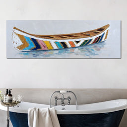 Colorful Canoe Reflections Calm - NicheCanvas