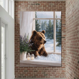 Bear by Winter Window Light - NicheCanvas