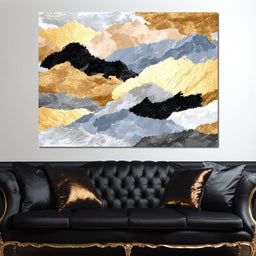 Golden Peaks Layered Mountains - NicheCanvas