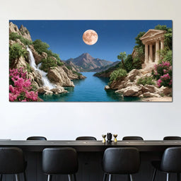 Moonlit Oasis Tranquility - NicheCanvas