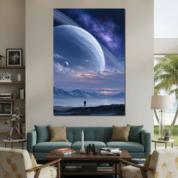 Rings of Saturn Night Sky - NicheCanvas