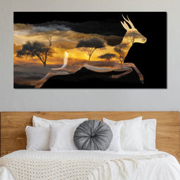 Golden Savanna Antelope Run - NicheCanvas