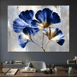 Gilded Ginkgo Leaves Under Moonlight - NicheCanvas