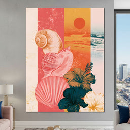 Tidal Shore And Floral Shell - NicheCanvas