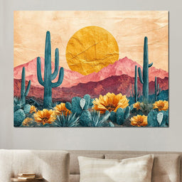 Desert Bloom Sunlit Peaks - NicheCanvas