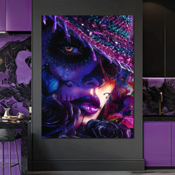 Neon Sugar Skull Rose Beauty - NicheCanvas