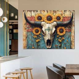 Sunflower Skulls Vintage Charm - NicheCanvas