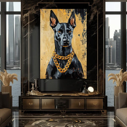 Bold Dog in Gold - NicheCanvas
