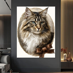 Blue Eyed Tabby Cat Portrait - NicheCanvas