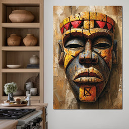 Ancient Tribal Mask Vibrance 40x60 - NicheCanvas