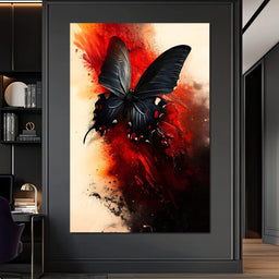 Butterfly on Fiery Backdrop - NicheCanvas