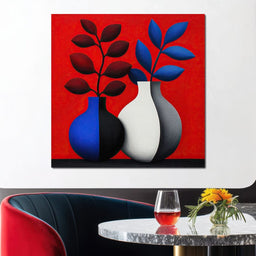 Vases in Crimson Rhythm - TooplesArt - NicheCanvas