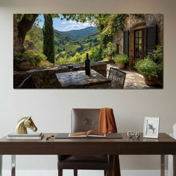 Sunlit Tuscan Vineyard Terrace - NicheCanvas