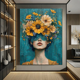 Golden Bloom Silhouette - NicheCanvas