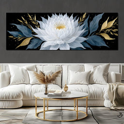White Lotus Gold Night Garden - NicheCanvas