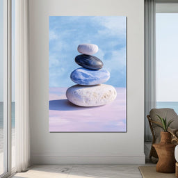 Coastal Stone Balance Zen - NicheCanvas