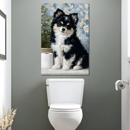 Playful Puppy Bathroom Guard - NicheCanvas