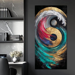 Golden Yin Yang Ocean Surge - NicheCanvas