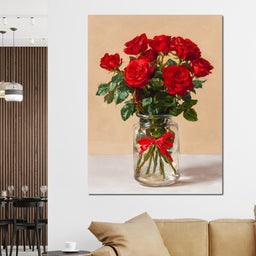 Red Rose Bouquet Glass Vase - NicheCanvas