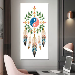 Boho Yinyang Feather Balance - NicheCanvas