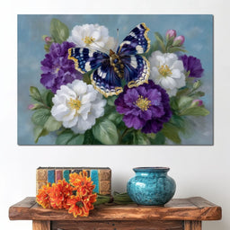 Sapphire Butterfly Bouquet - NicheCanvas