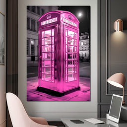 Pink Telephone Booth - NicheCanvas