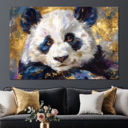 Golden Panda Daydream Portrait - NicheCanvas
