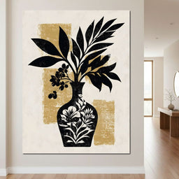 Botanical Vase Silhouette Gold - NicheCanvas
