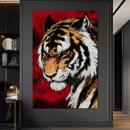 Fierce Tiger Red Eyes Roar - NicheCanvas
