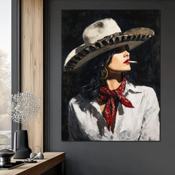 Noir Cowgirl Cigarette Glow - NicheCanvas