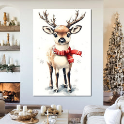 Snowy Baby Reindeer Holiday Charm - NicheCanvas