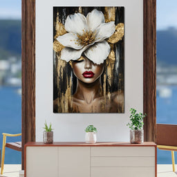 White Petals Golden Dreams - NicheCanvas