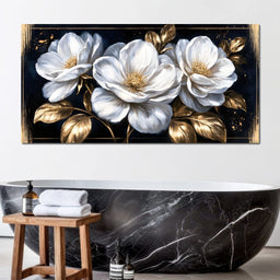 Gilded Petals On A Midnight Stage - NicheCanvas