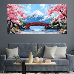 Cherry Blossom Bridge Tranquil Majesty - NicheCanvas