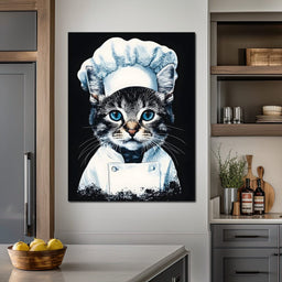 Chef Feline in Snowy Whites - NicheCanvas