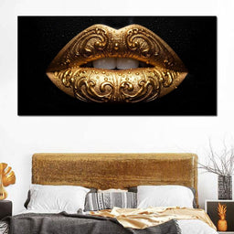Golden Lips Elegance Illumination - NicheCanvas