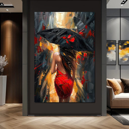 Rainy Stroll in Bold Brushwork Canvas Print