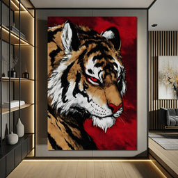 Fierce Tiger Blood Moon Roar - NicheCanvas