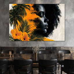 Golden Palms Dark Silhouette - NicheCanvas