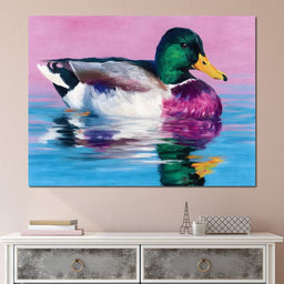 Vivid Mallard Duck Reflections - NicheCanvas